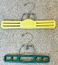 Vintage Jeans Pants Skirt Hangers Craft Plastic Yellow and Green Clamp Lot Of 2