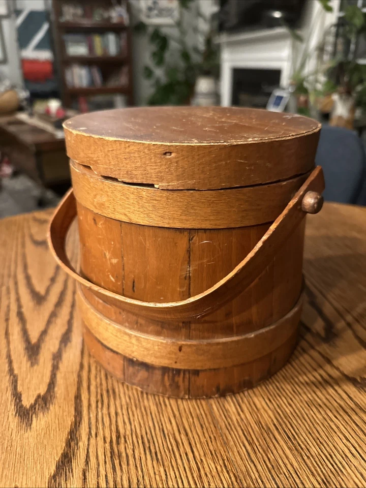 Vintage Handmade Antique Wooden Sugar Bucket 6.5” Dated & Signed - Image 4 of 4