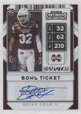 2020 Contenders Draft Picks College Bowl Ticket 63/99 Brian Cole II Auto 1o3
