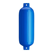 Single Inflatable Cylindrical 8.8" Diameter x 26.8" Blue PVC Ribbed Boat Fender