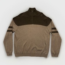 Perry Ellis Men's 1/4 Zip Sweater Size XL Brown Long Sleeves Luxury Pima Cotton