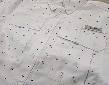 Habit Mens Small UPF40 Short Sleeve River Shirt Vented Fishing Red White Blue