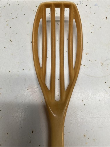 Foley Slotted Spoon Poached Egg Scoop 11" blending spoon whipping Beige vintage - Picture 2 of 6