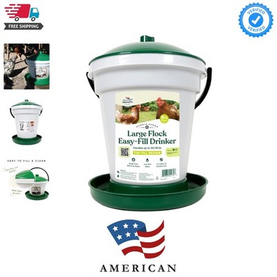 Large Flock Easy-Fill Poultry Drinker, Made with BPA-Free Plastic, Top Fill D...