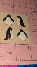 Vintage Sandylion Stickers Fuzzy Penguins Brown Backing1 Module New