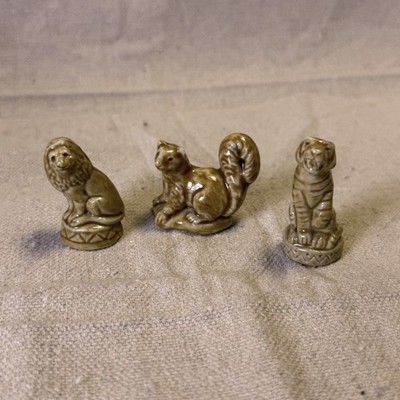 Wade Whimsies Figurines Red Rose Ceramic Figurine Circus Lion, Tiger, Squirrel