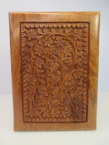 Remembrance Carved Wooden Box TREE of LIFE Pet Cremation Urn 7.5" x 5.5 x 4.5