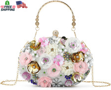 Freie Liebe Floral Clutch Beaded Purses for Women 3D Flower Evening Bag for Wedd