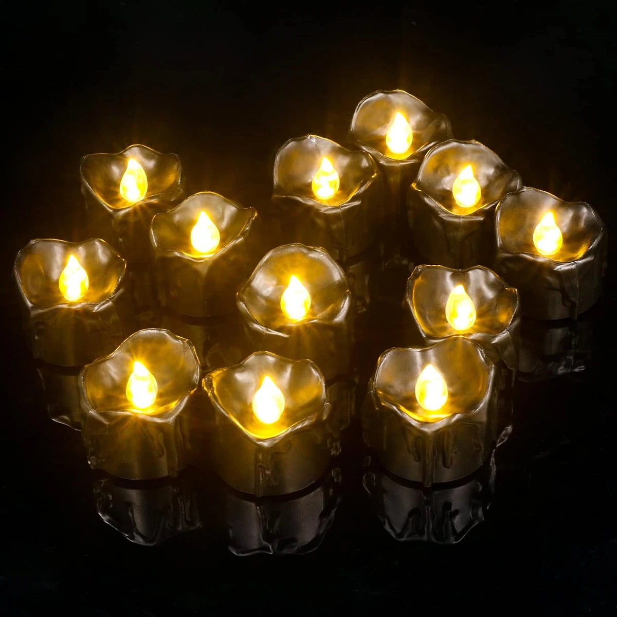 HIYAA Candele A LED Senza Fiamma, In Vetro Grigio, Funzionamento A Batteria Con 554950