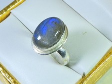 Anello ovale in labradorite US-7 anello con pietre preziose grosse in argento...
