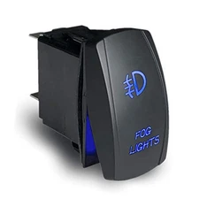 12vDC LED Rocker Switch 5-Pin ON-Off with Jumper Wires Blue Fog Lights Laser