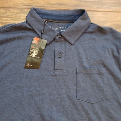 Under Armour Polo Mens Extra Large Blue Golf Charged Cotton Stretch Flex IMG