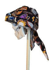 Bike Ralley Do-Rag Skull Cap w/sweatband, biker, new w/tag, made in the USA