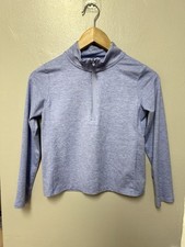 Girls Size M 7-8 Athletic Works Blue Pullover 1/4 Zip Activewear Top