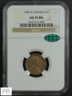 1909 S Lincoln Wheat Copper Cent 1C NGC AU 55 BN CAC