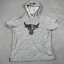 Under Armour x Project Rock Terry Short Sleeve Hoodie Mens Large Gray Sweatshirt
