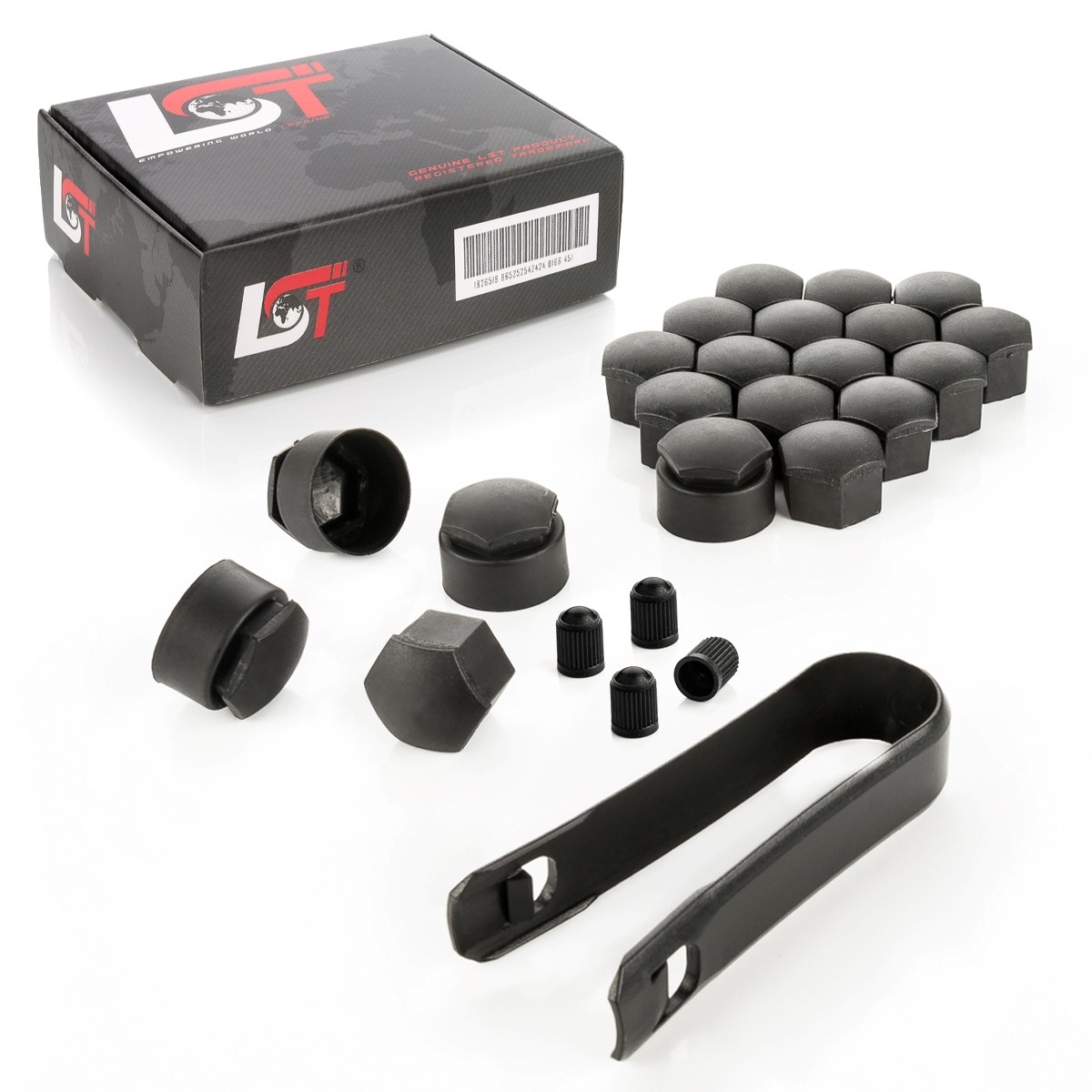 20x Wheel Bolt Caps Anti-Theft Wheel Nuts Set 17 mm Black for LEXUS
