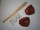 Vintage Barbie Ken Doll Play Ball 2 Baseball Mitts Bat Balls