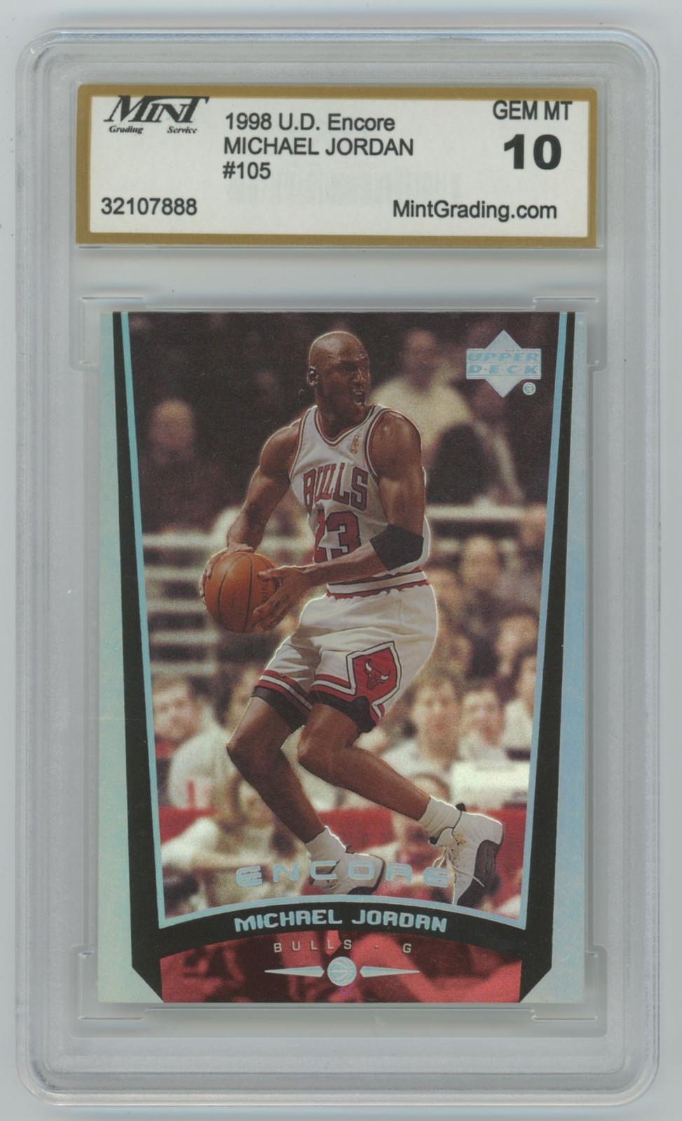 Michael Jordan 1998-99 Upper Deck Encore Mint Grading 10 #105 Chicago Bulls