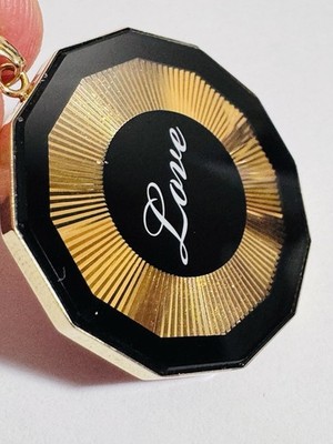 K18 Japan Gold Pendant Red & Black Love 7.3g Reversible With Glass