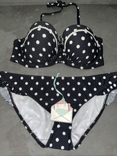 Ladies Black  White Spot Floozie Frost French Bikini Size 16 Bottoms 34DD Top