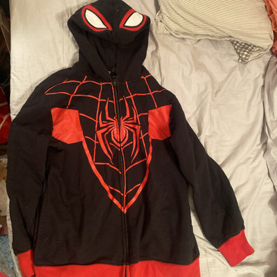 Spider-Man Miles Morales Full-Zip Cosplay Hoodie Zip Up Jacket Black Kids LF