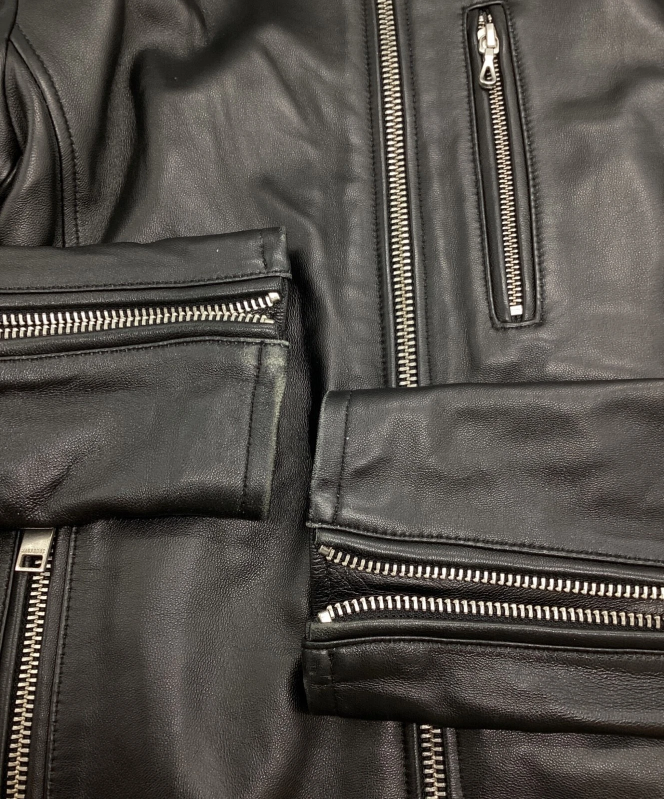 JACKROSE Single Leather Riders Jacket Men's Size 3 Black - product detail image 4