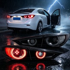 2led Tail Light Smoke For 2014-2018 Mazda 3 Axela Wsequential Rear Brake Lamp