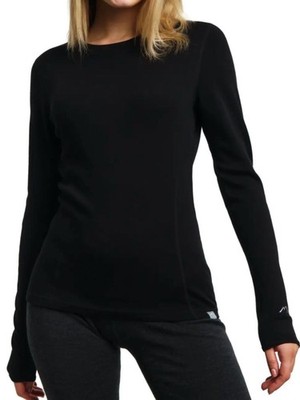 Merino Tech Women's medium Long Sleeve 250 mid weight black 100% wool shirt