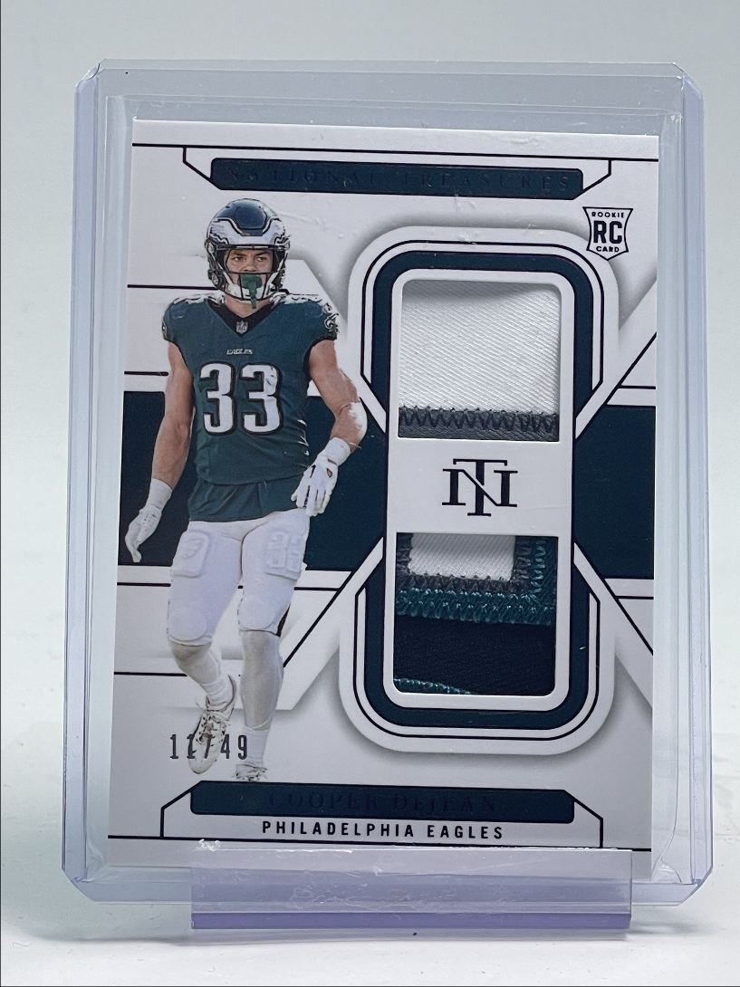 COOPER DEJEAN 2024 NATIONAL TREASURES ROOKIE DUAL PURPLE PATCH RC /49 Q0711