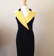 FRENCH Designer black crepe evening long dress - size 40