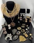 1LB VINTAGE Costume Jewelry Lot Rhinestone + SOME SIGNED Trifari Coro Star Anson