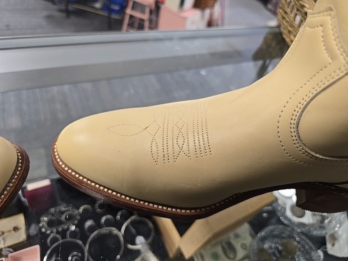 Beautiful!! VTG Frye 2308 Western Cowboy Boots Beige Cream Tan Size 10.5 - Picture 9 of 14