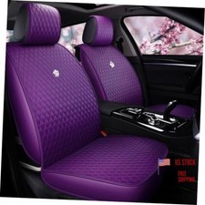 Purple Car Seat Cover Full Set Universal Leather Front And Rear Seat Aa-purple