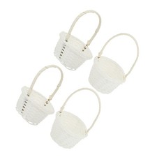 4 Pcs Cute Small Woven Plastic Baskets With Handles For Outdoor Fruit Picking