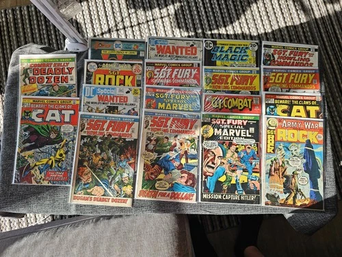 Vintage 1960s–70s Marvel & DC War Comics Lot – Sgt. Fury, Sgt. Rock, Joker& More