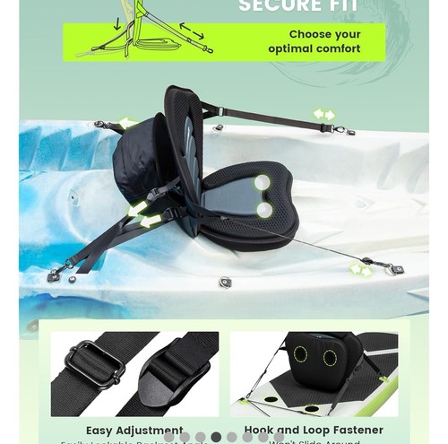 Asientos de kayak con soporte trasero, asiento de tabla de remo, cojín grueso universal para... - Imagen 4 de 4