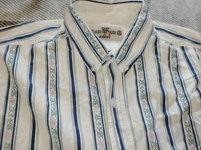 Vintage 80er Avanti Herren Hemd L weiß blau gestreift langarm hoher Vorteil 