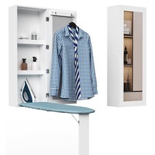 Wall Mounted Ironing Board Cabinet with Iron Storage, Built in Ironing Center