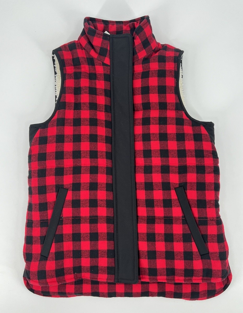 MADEWELL Red Plaid Buffalo Check Heavy Sherpa Lined Quilted Vest