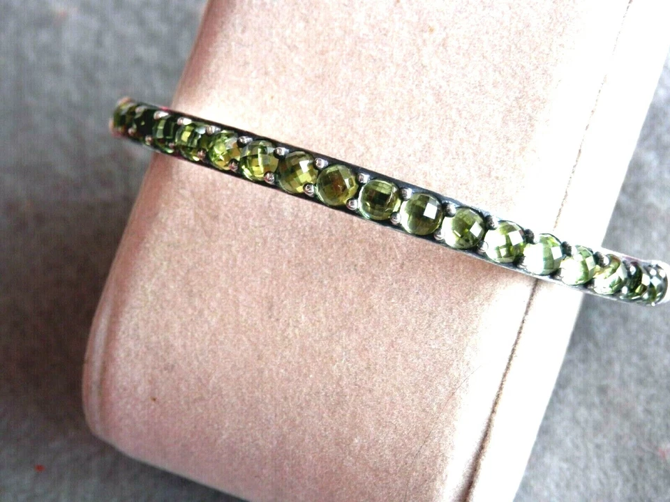 David Yurman Women's Bracelet SSilver Osetra Cable Berries PERIDOT Hinged Bangle - Image 2 of 4