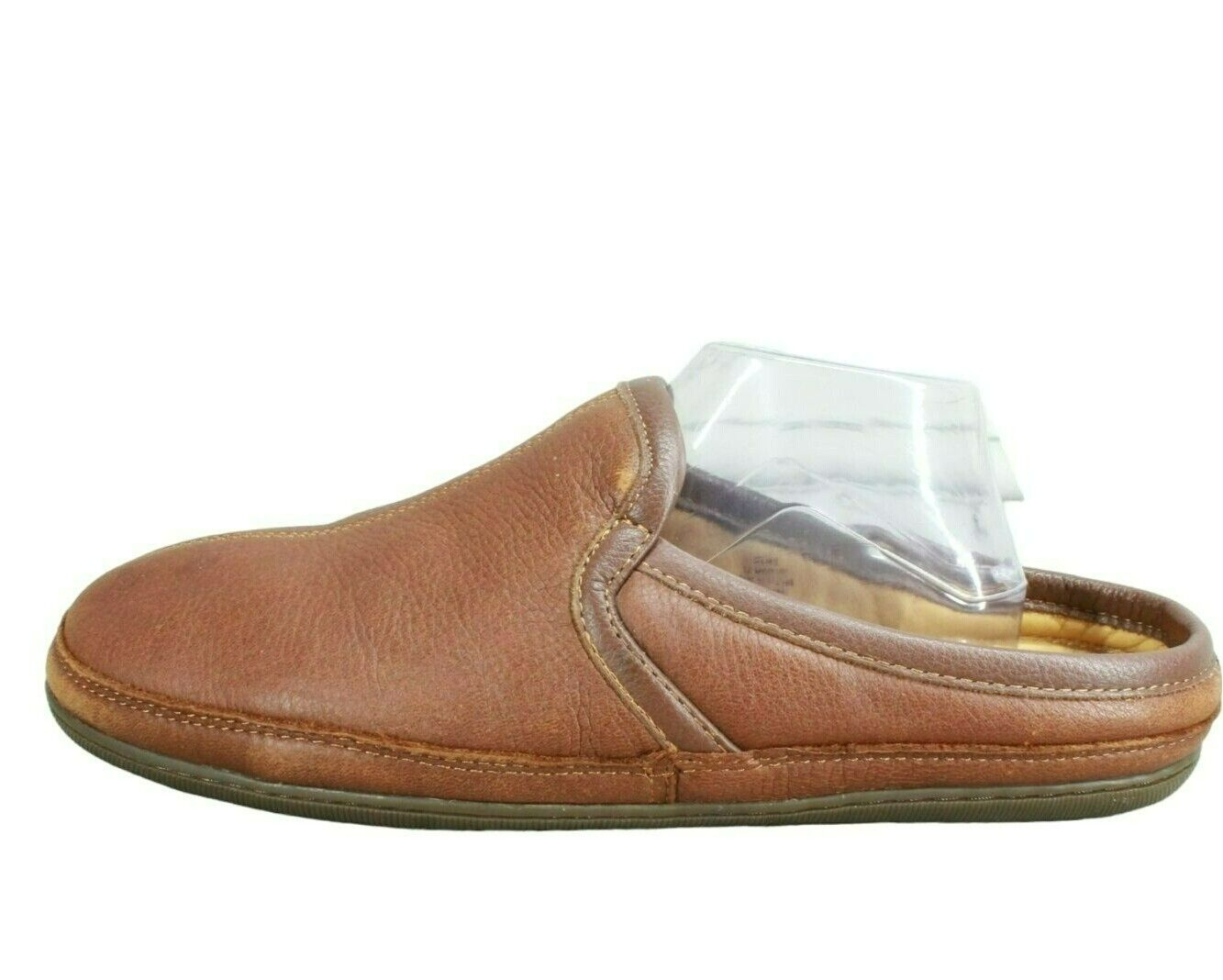 LL Bean Elkhide Men's Brown Leather Slip On Cushioned Slipper Scuffs