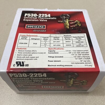 Totaline 2.5-4 TON R-22 Thermostatic Expansion Valve Kit, New In Box