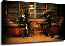Alien Vs Predator Playing Chess Poster Wall Painting Canvas Painting Wall Art