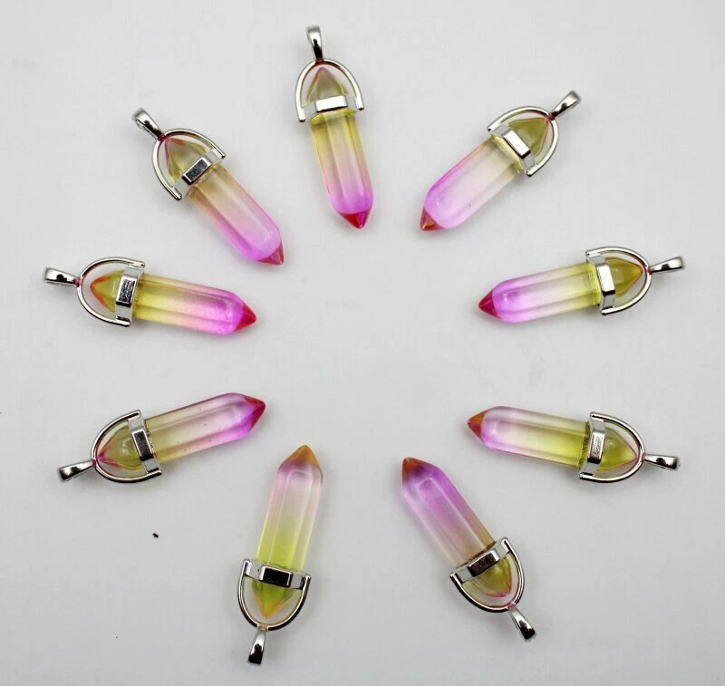 30 шт. кулоны из желтого розового красного хрусталя шестиугольные колонны камни ювелирные изделия - Изображение 3 из 4