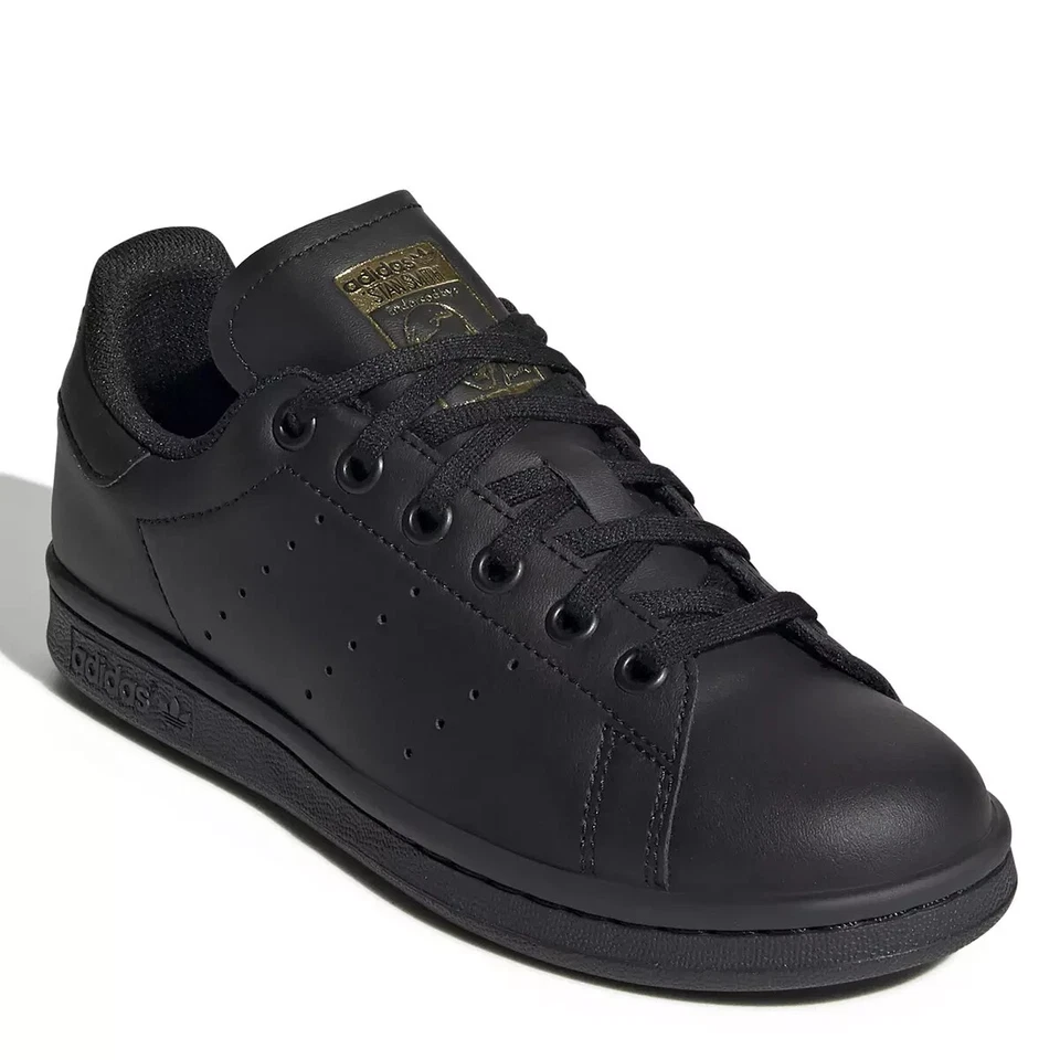 Adidas Stan Smith Juniors/Womens  Leather Trainers - All Sizes - Black/Gold  NEW - Image 3 of 4