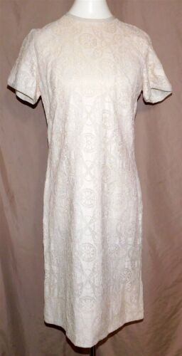 Vintage L'AIGLON Ivory Lace Overlay Sheath Dress S