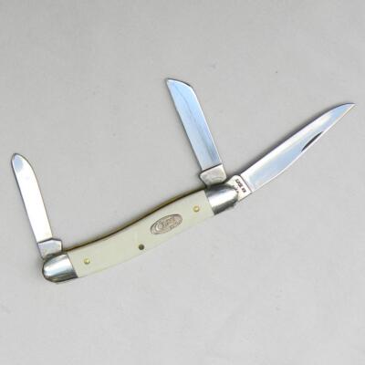 Case XX USA 1989 STOCKMAN 3318SHSP pattern 18 knife, white derlin