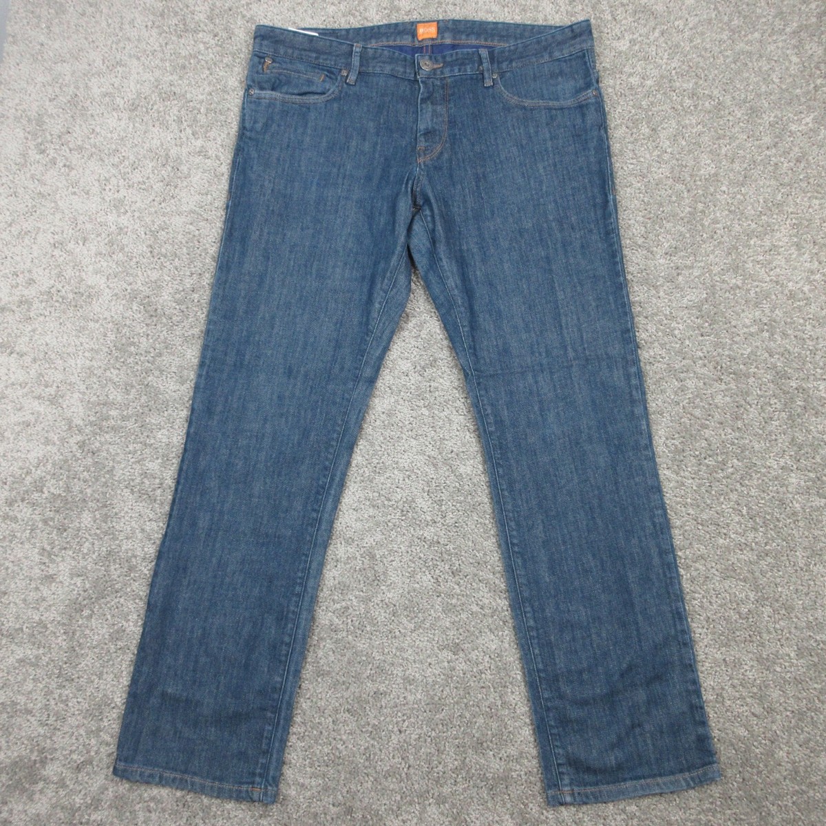 Hugo Boss Orange Jeans Mens 38x32 Blue Medium Wash Straight Leg