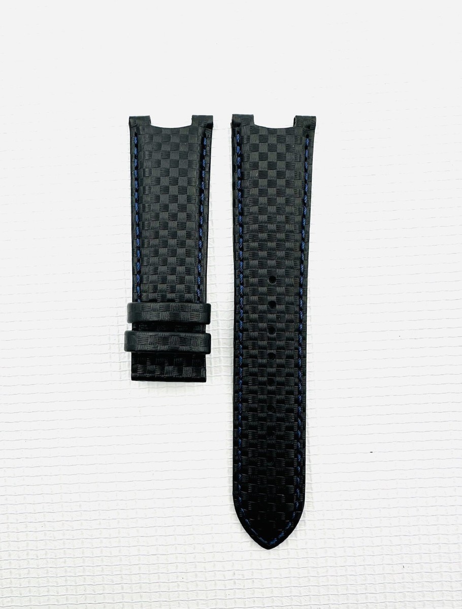 VERSACE WATCH STRAP, VFG , BLACK LEATHER BLUE STITCH  display picture 3